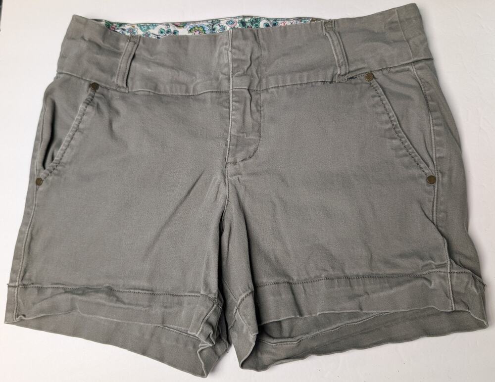 One5One Gray Oxford Shorts WOMENS SIZE 10 Flat Front 5" Inseam Midrise Summer